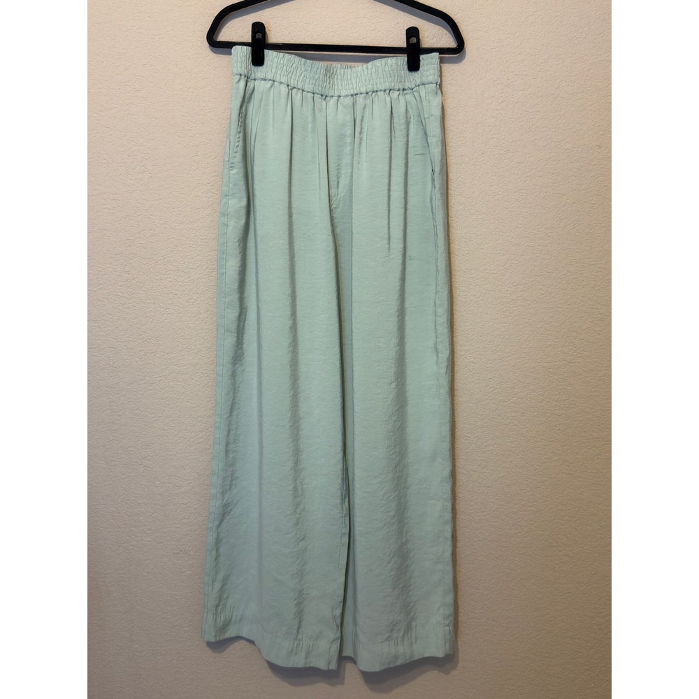 Madewell Sage Green Drapey Pull-On Wide Leg Pants Size M Elastic Waist Trousers